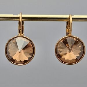 Gold and Brown Swarovski like Crystal Earrings